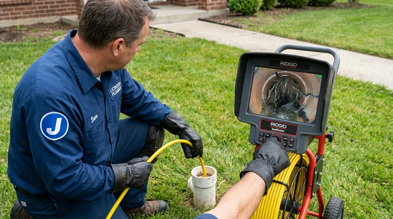 Sewer camera inspection being performed by Johns Plumbing LLC in Waldorf
